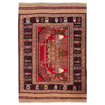Teimani Red Rug 6'3" x 8'10" - 6'3 x 8'10