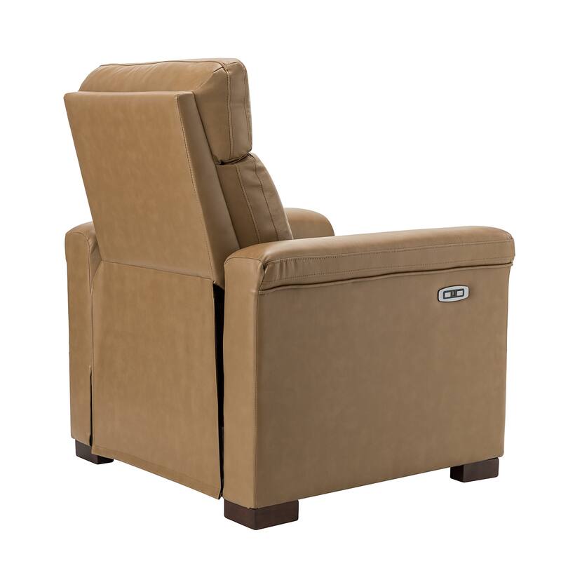 Alicia 34.65" Wide Contemporary Classic Genuine Leather Power Recliner With USB Port
