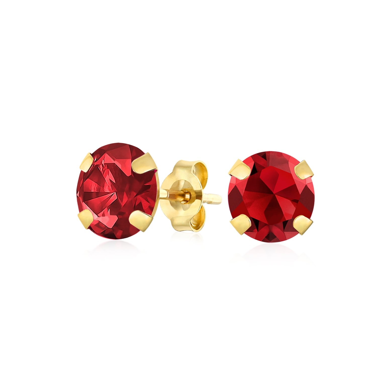 Gold stud flower earrings 14k with garnet January birthstone flower gold earrings. solid gold stud earrings