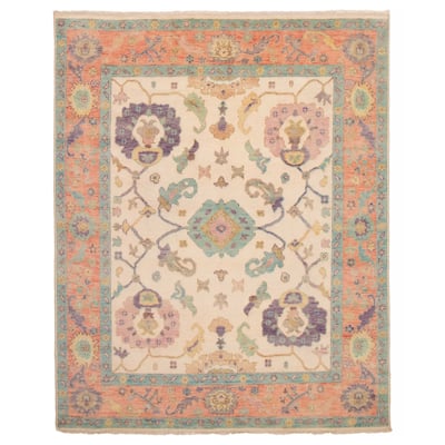 ECARPETGALLERY Hand-knotted Modern Oushak Cream Wool Rug - 7'11 x 9'10