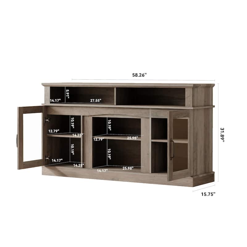 58 Inch TV Stand with Storage Cabinet and Shelves