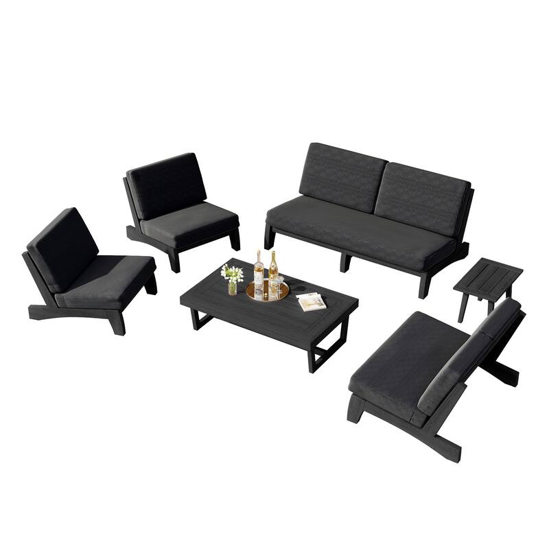 8-Piece Outdoor Sofa Set with Loveseat, 2 Club Chairs & Matching Tables