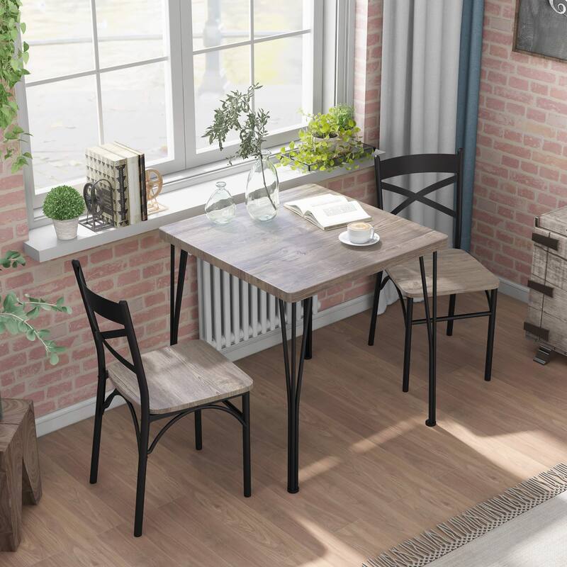Furniture of America Zath Industrial Metal Compact 3-piece Dining Set