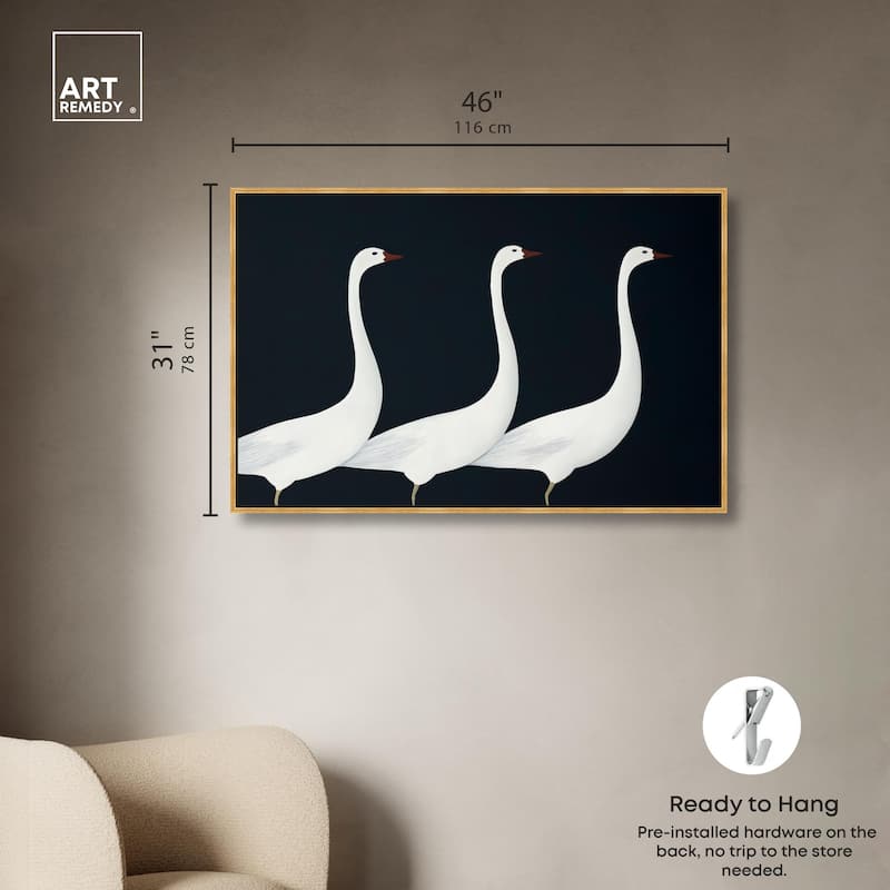 Trio of Swans Canvas by Art Remedy
