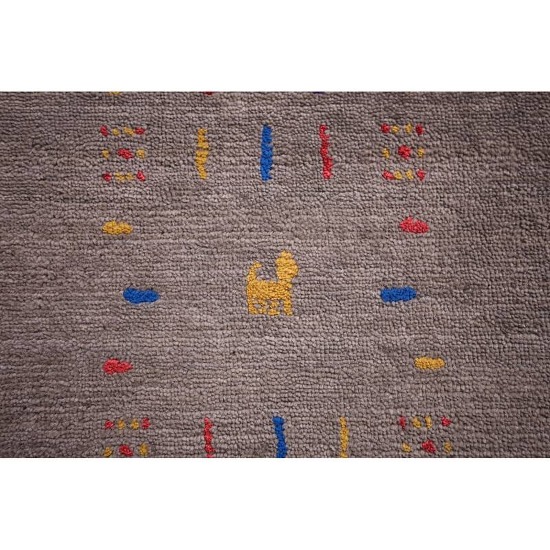 Gabbeh Oriental Area Rug Hand-Knotted Tribal Brown Wool Carpet - 7'8"x 9'9"