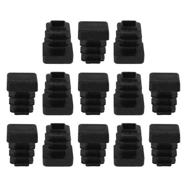 13pcs 13 x 13mm Plastic Square Ribbed Tube Inserts End Covers Cap