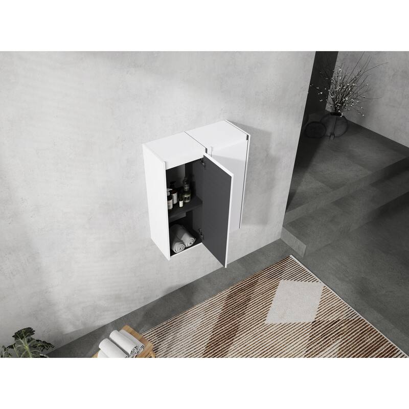 12" Bathroom Side Cabinet, 2-Soft Close Doors, Float Mounting Design