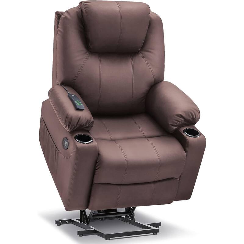 MCombo Electric Power Lift Recliner Chair Sofa with Massage and Heat, 3 Positions, USB Ports, Faux Leather 7040