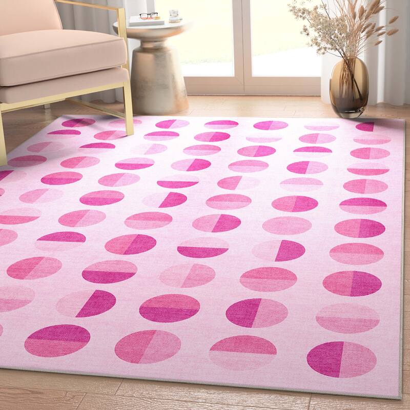 Well Woven Apollo Split Dot Mid-Century Modern Flat-Weave Area Rug - 5'3" x 7'3" - Pink