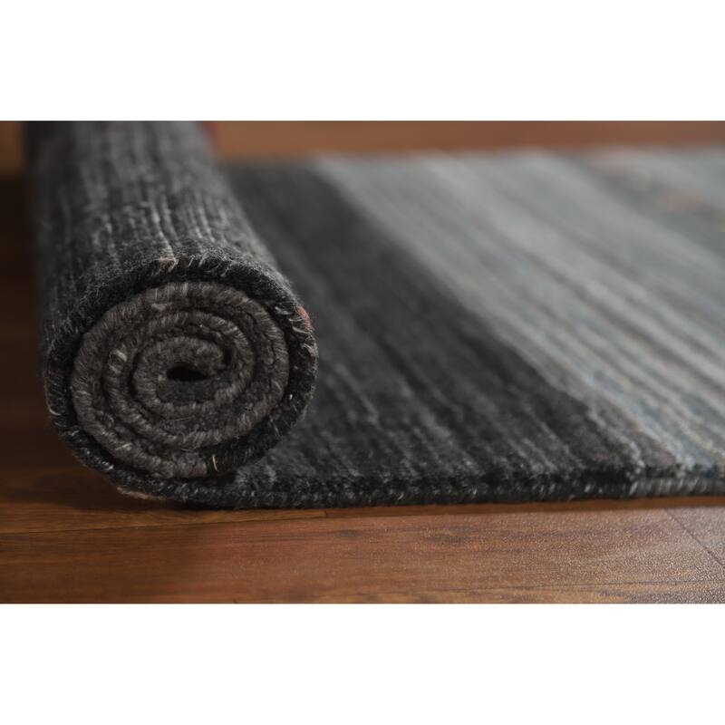 Striped Tribal Gabbeh Indian Runner Rug Hand-Knotted Wool Carpet - 3'0" x 10'2"