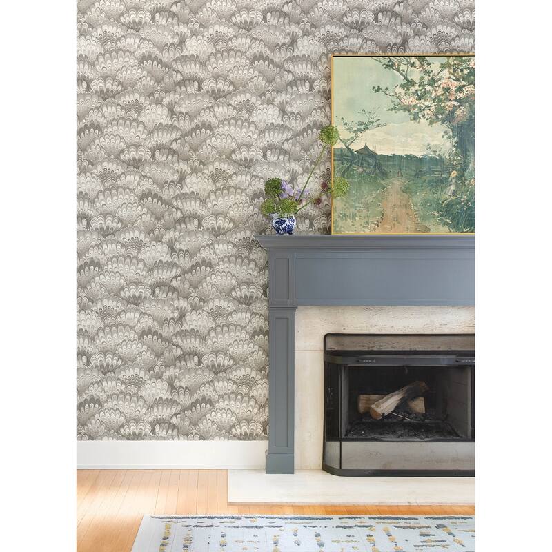 A-Street Prints Octavia Neutral Marbled Ink Wallpaper