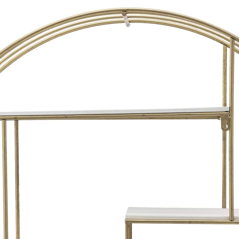 Sagebrook Home Modern Glam Iron and Wood Wall Storage Shelf - 32" x 7" x 32"
