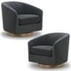 preview thumbnail 63 of 91, Liam Swivel Accent Chair Set of 2 - Dark Grey-Velvet
