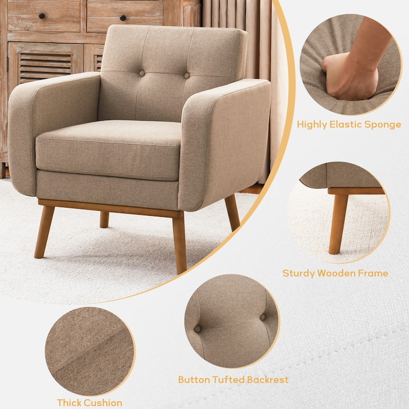 Tufted-Fabric-Upholstered-Accent Chair