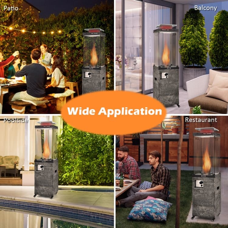 41 000 BTU Propane Patio Heater with Metal Hood - 15.5" x 15.5" x 62" (L x W x H)