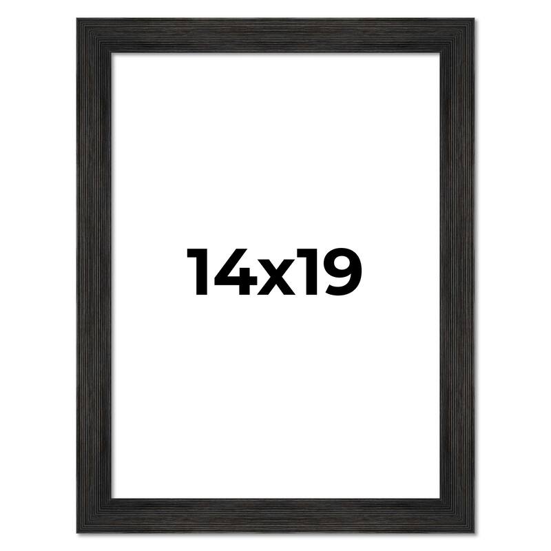 14x19 Black Rustic Wide Barnwood Picture Frame - UV Acrylic, Foam Board Backing, Hanging Hardware - Holds 14x19 Photo