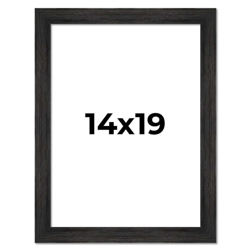 14x19 Black Rustic Wide Barnwood Picture Frame - UV Acrylic, Foam Board Backing, Hanging Hardware
