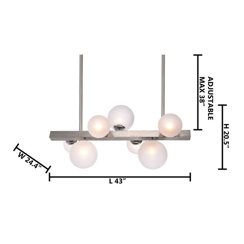 7-Light Shiny Nickel Stainless Steel Chandelier