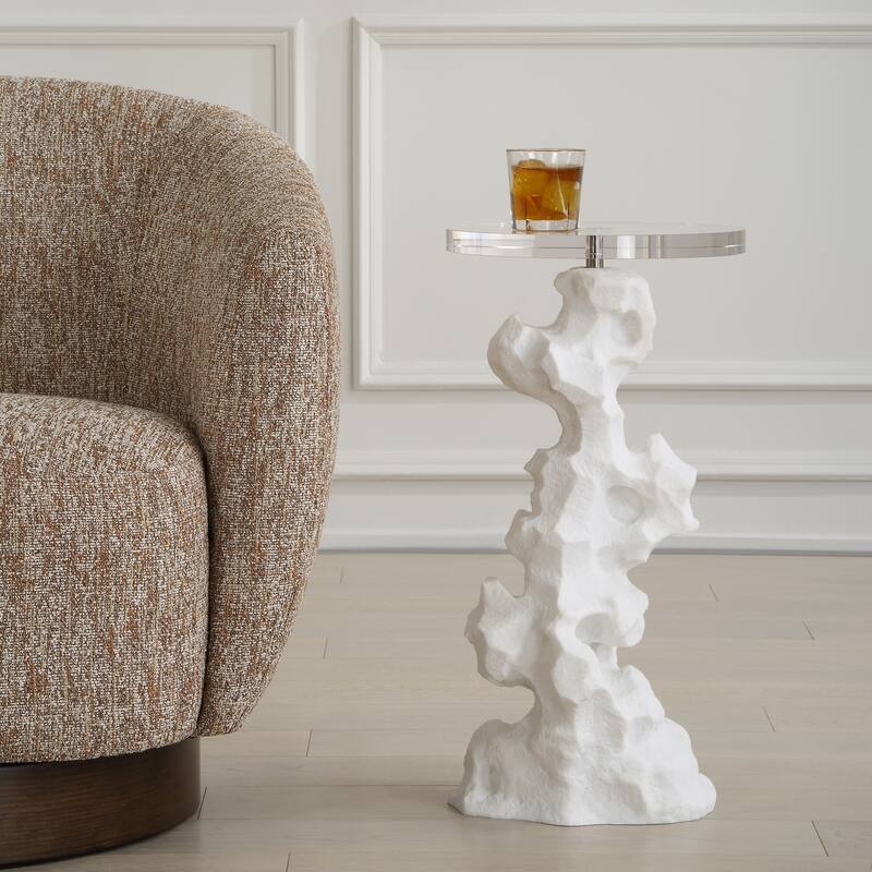 Uttermost Remnant White Stone Drink Table - 24.5'' H X 12.5'' W X 12.5'' D