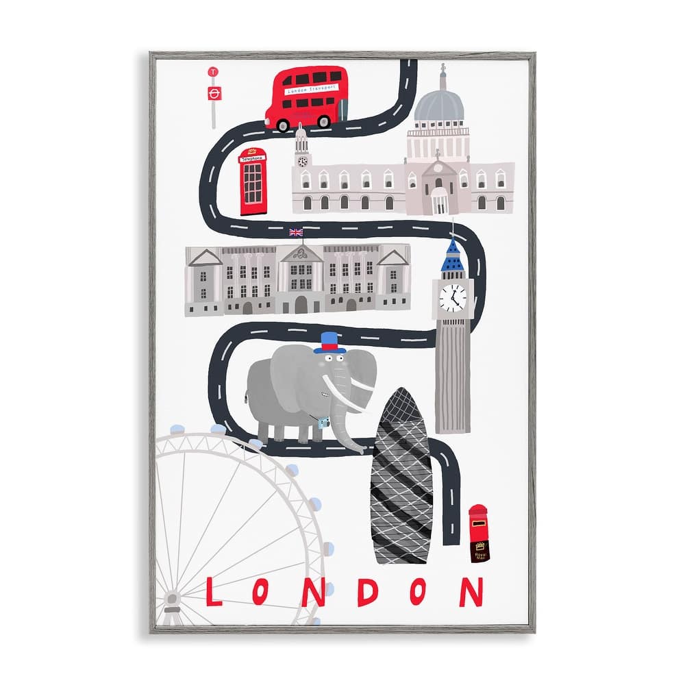 Stupell London Whimsical Travel City Framed Giclee Art Design By Carla Daly