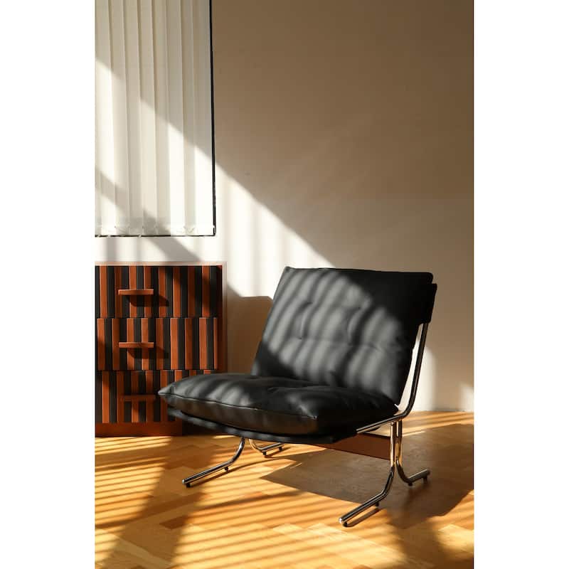 Leather Armchair,Modern Accent Chair High Back,Living Room Chairs with Metal Legs and Soft Padded,Sofa Chairs for Home,Bedroom