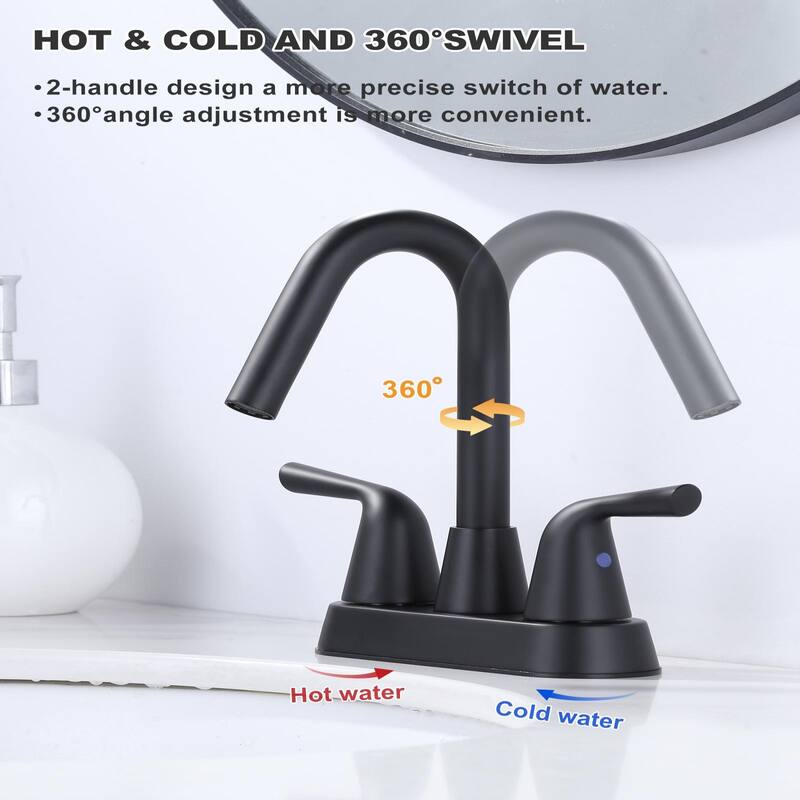 WOWOW 4 in. Centerset Double Handle Bathroom Faucet