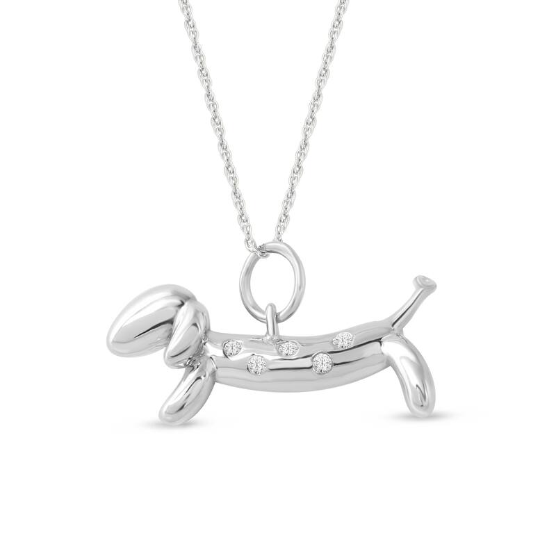1/20ct Diamond Dachshund Dog Pendant Necklace in Gold Plated Silver for Women - Silver