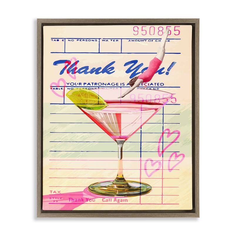 Stupell Vintage Diver into Cocktail Framed Floater Canvas Wall Art Design By Lil' Rue - 25 x 31 - Brown