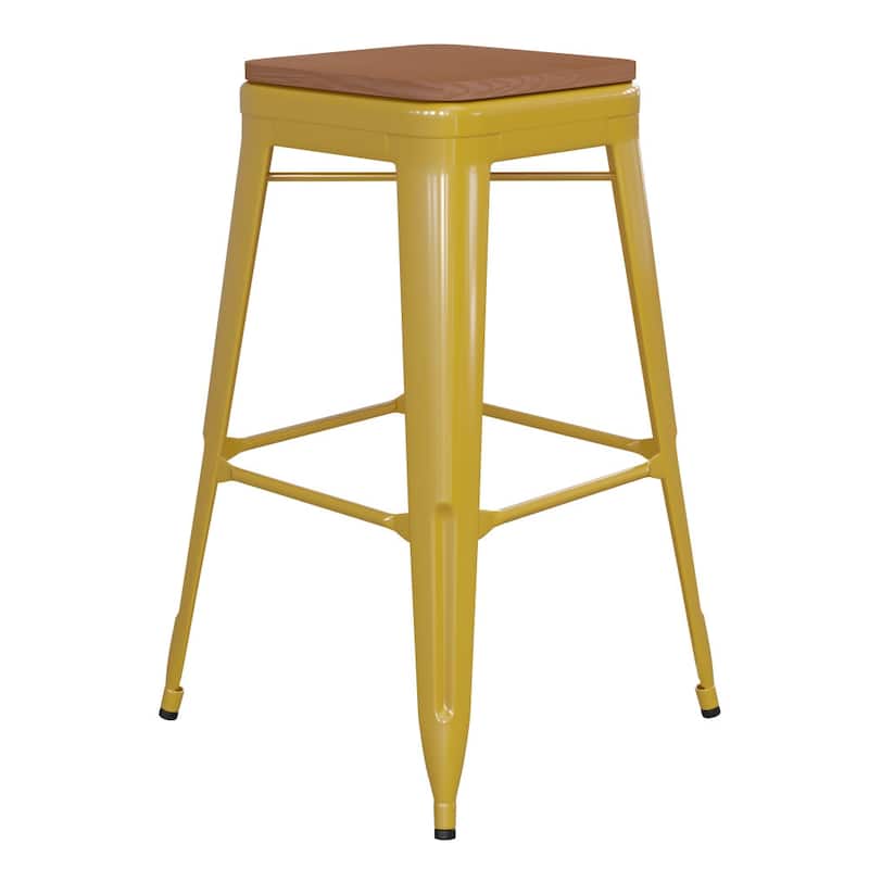 Indoor/Outdoor Backless Bar Stool with Poly Resin Seat