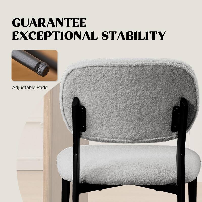 FERPIT Set of 2 Modern Boucle Teddy Fabric Upholstered Dining Chair with Metal Legs - 31.6"H x 18.9"W x 16.92"D