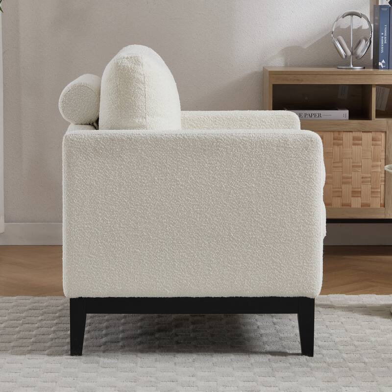 35.4"W Modern Reading Chair,Upholstered Accent Chair with Pillows and Wood Legs