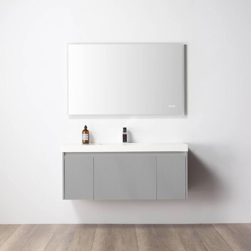 Floating Bathroom Vanity with Sink, Wall Mounted Vanity - 48'' - PashmGrey
