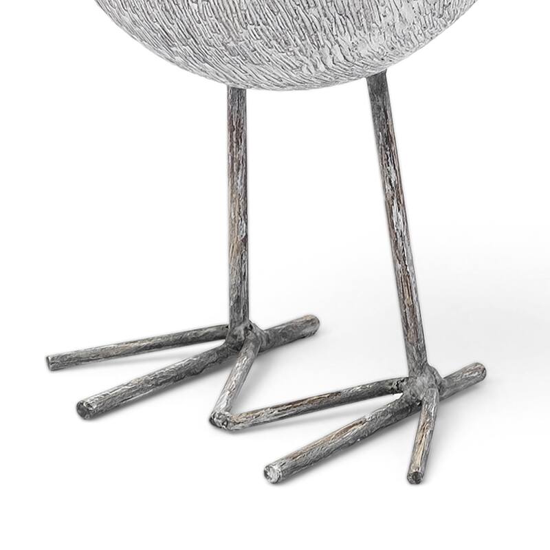 HomeRoots 8" Off White Resin And Metal Snipe Bird Tabletop Sculpture - 6" W x 6" D x 8" H
