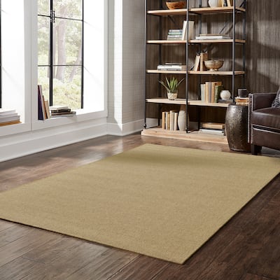 Style Haven Veranda Solid Tan Indoor-Outdoor Area Rug