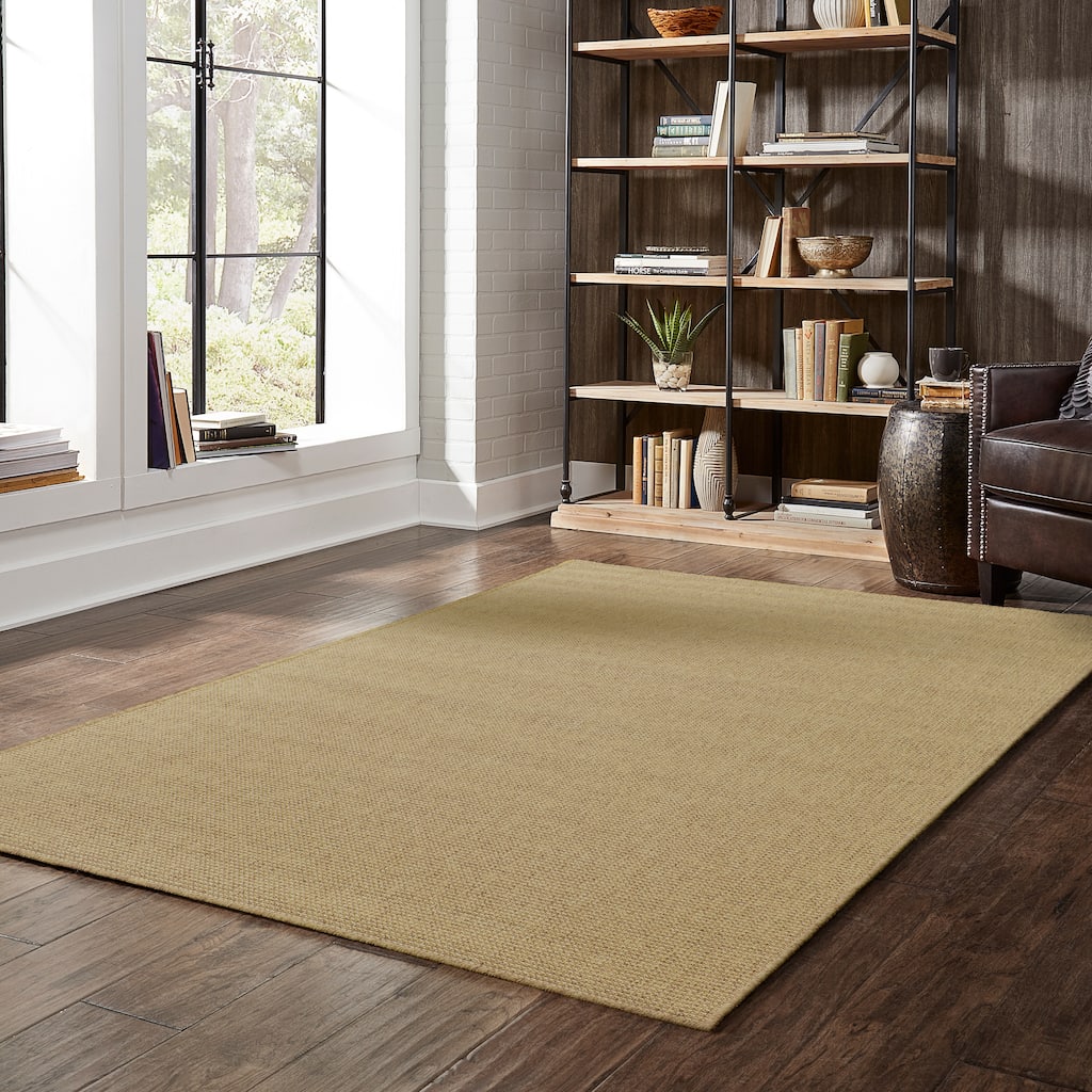 Style Haven Veranda Solid Tan Indoor-Outdoor Area Rug
