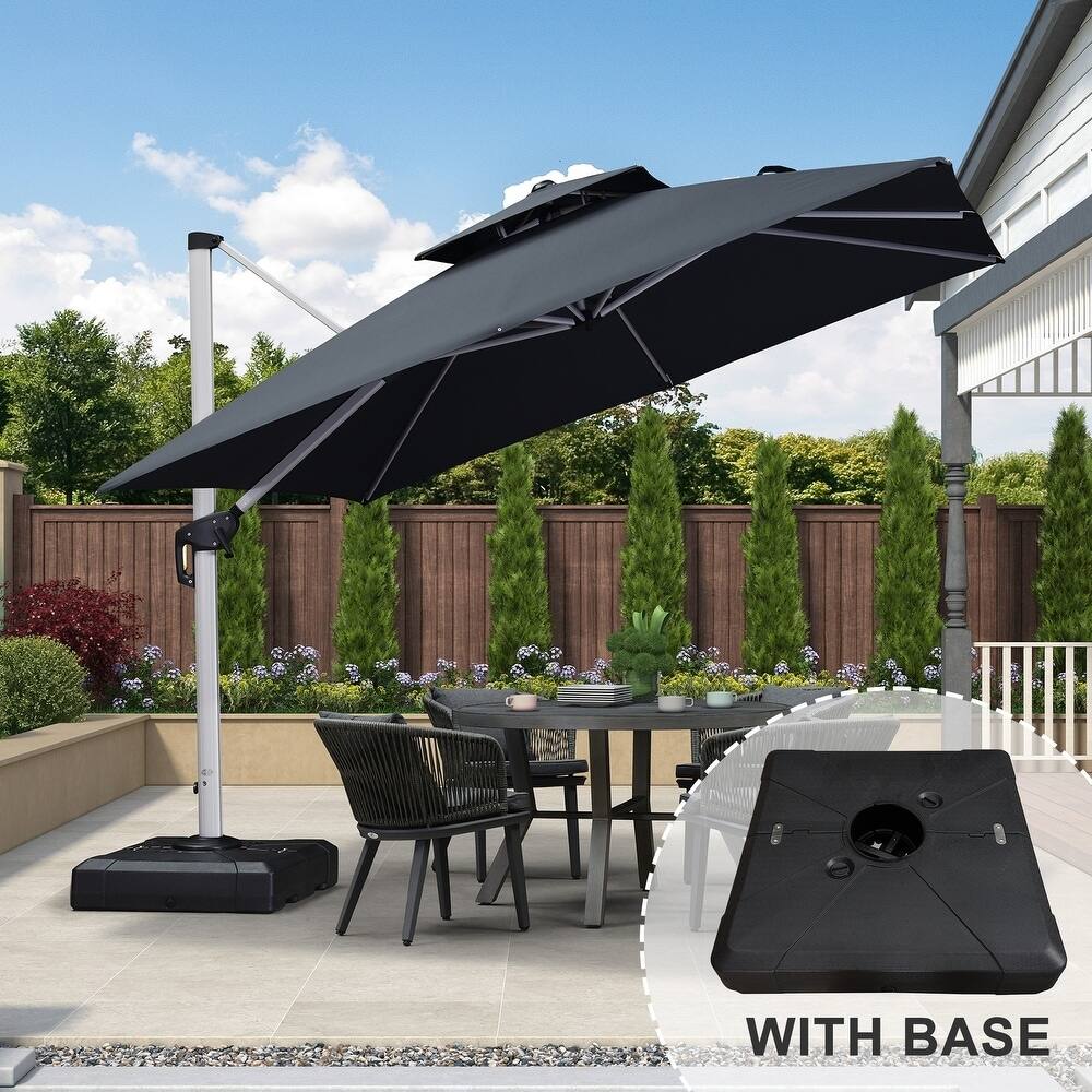 PURPLE LEAF 11ft Square Patio Cantilever Umbrella with Base