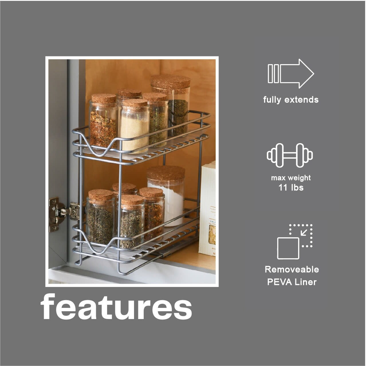 Brushed nickel spice rack sale