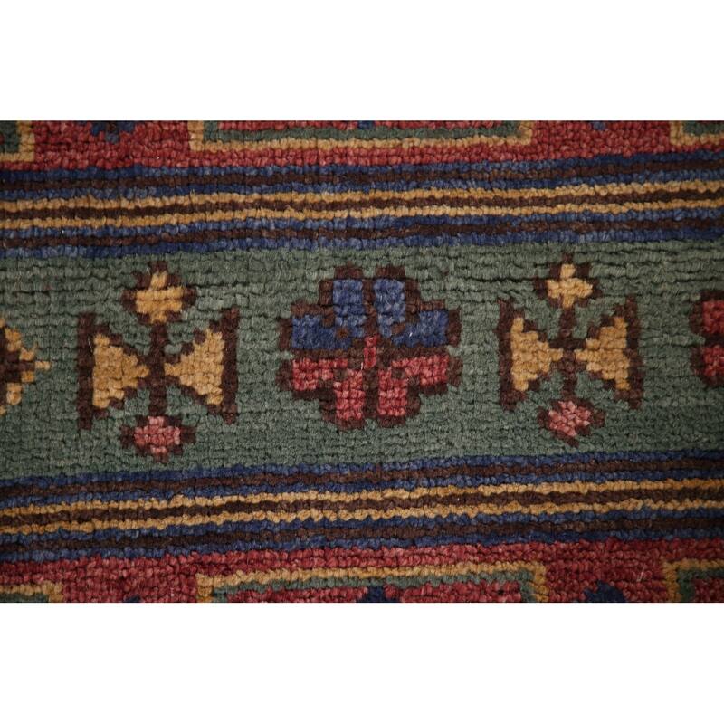 Geometric Orange Sirjan Area Rug Handmade Oriental Wool Carpet - 7'9"x 9'10"