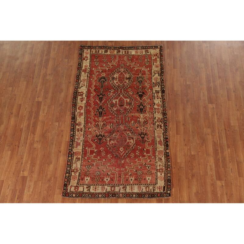 Qashqai Persian Antique Area Rug Handmade Wool Carpet - 4'0"x 7'0"