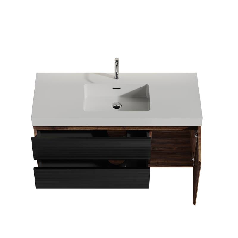 GDFStudio - Grace Floating Bathroom Vanity with Solid Surface Sink and Soft-Close Storage