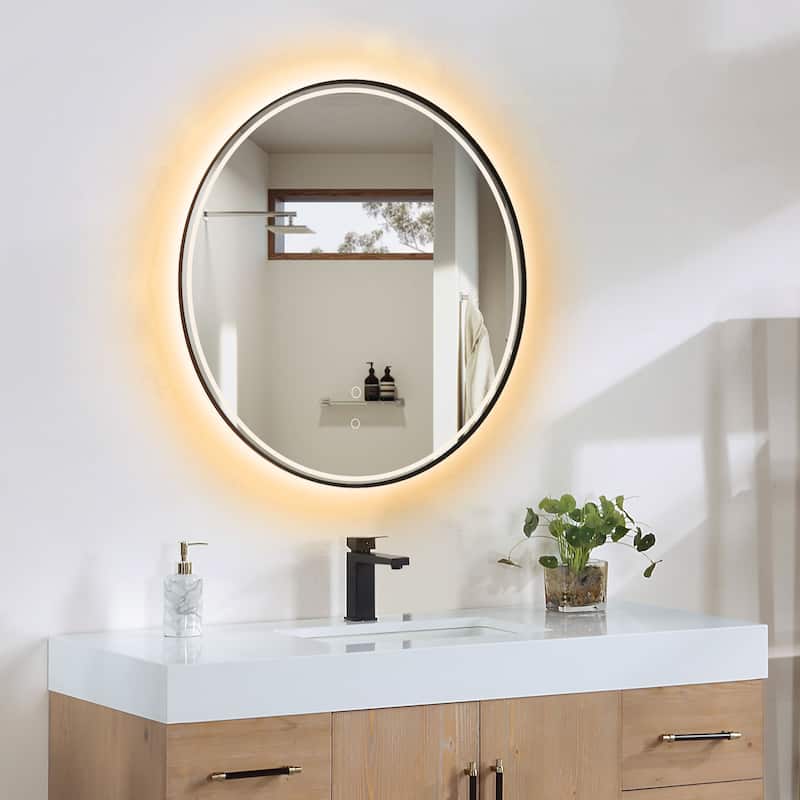 Altair Palme Round Framed Bathroom LED Lighted Wall Mirror