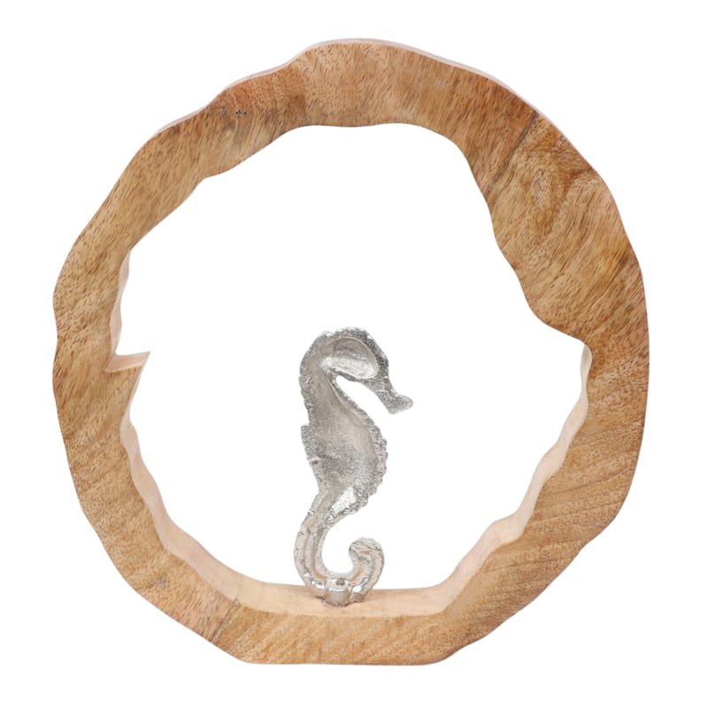 Decorative Figurine on Round Wooden Stand Sculpture