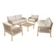 preview thumbnail 2 of 16, Christopher Knight Home - CoastalRope Modern Outdoor Acacia Wood 7 Piece Conversation Set with Rope Woven Arms