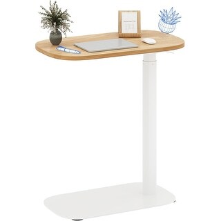 Adjustable C Table with Wheels, Mobile Snack Side Table for Sofa, Bed ...
