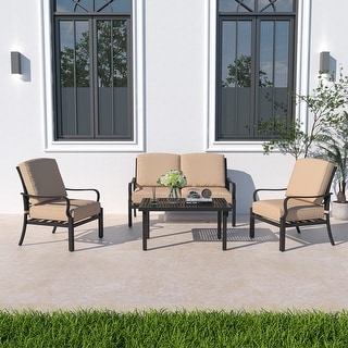 4 Pieces Metal Patio Conversation Set - Bed Bath & Beyond - 37284367