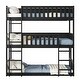 preview thumbnail 7 of 11, Distinctive Twin Size Triple Wood Bunk Kids Bed with Ladder,Guardrail