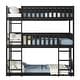 preview thumbnail 8 of 11, Twin Triple Bunk Bed Black Detachable Bunk Floor Bed Frame w/ Guardrails, Can Be Converted into 3 Individual Twin Beds for Kids