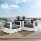 preview thumbnail 29 of 39, Tahoe Outdoor Patio Powder-Coated Aluminum 2-Piece Armchair Set White Charcoal