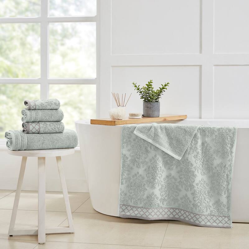 Modern Threads Damask Jacquard 6-piece Embellished Border Towel Set