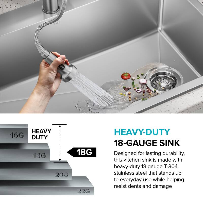 Kraus KHT640-33 Fairlane 33" Drop In Single Basin Stainless Steel